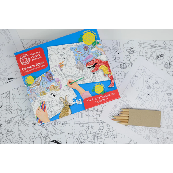 NATURAL HISTORY MUSEUM COLOURING 2 x 100 PIECE JIGSAW PUZZLE SET